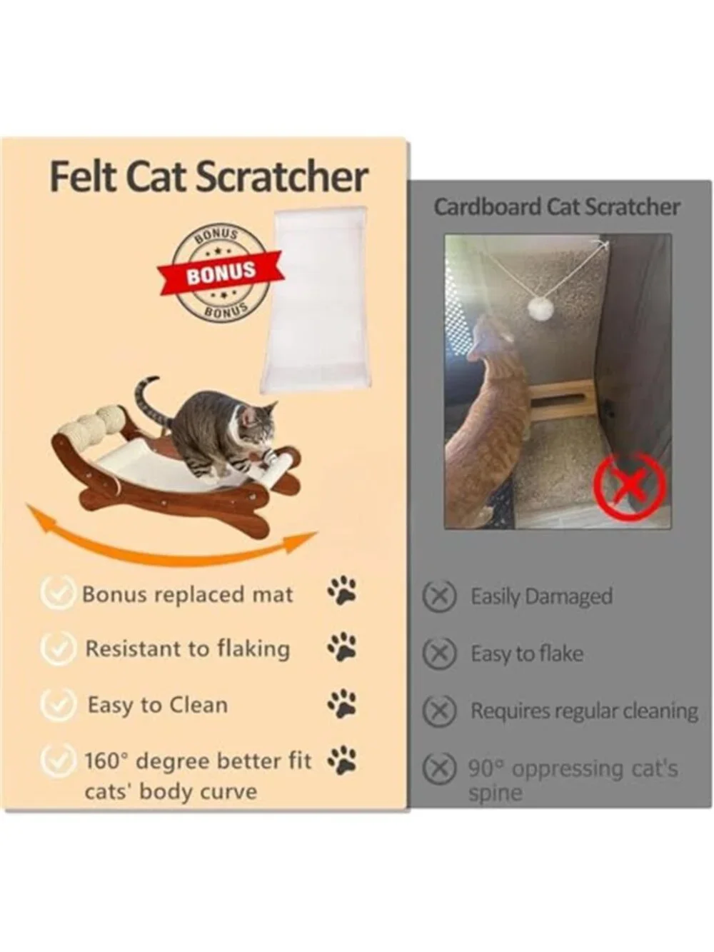 Large Cat Scratcher Bed Hammock Lounge Replacement Felt Scratch Pad Furniture